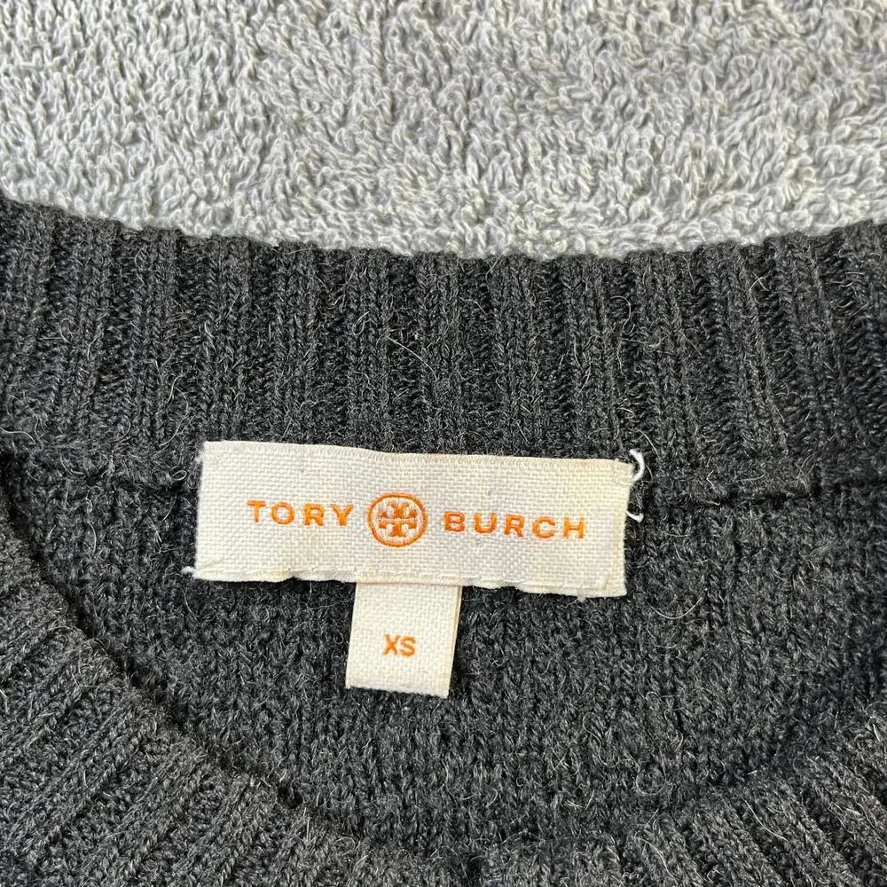 Tory Burch Sweater Womens Size XS Black Knit Wool‎ Blend Keyhole Neck Pullover